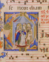 Ms 570 f.81v Initiale historiée C représentant l